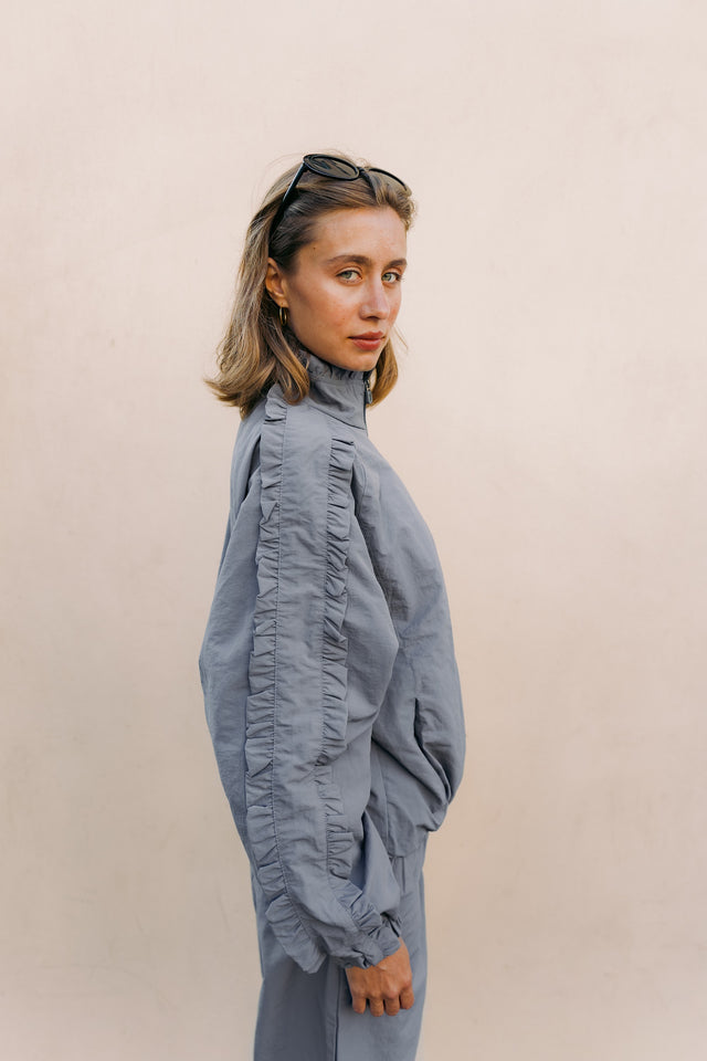 Slate grey track set, side view